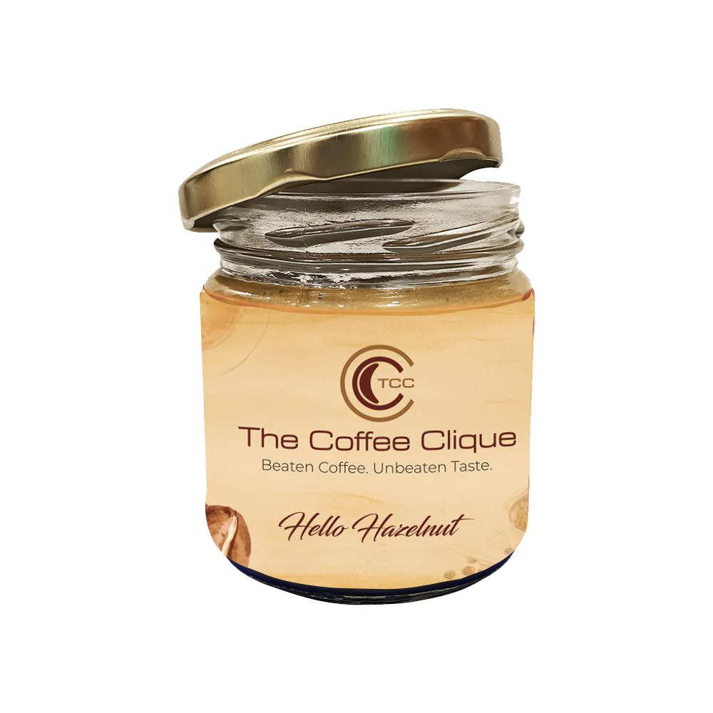 The Coffee Clique | Hello Hazelnut | Beaten Coffee Paste | Cafe Like Cappuccino At Home | No Additional Sugar Needed | 145 Grams | Flavoured Coffee