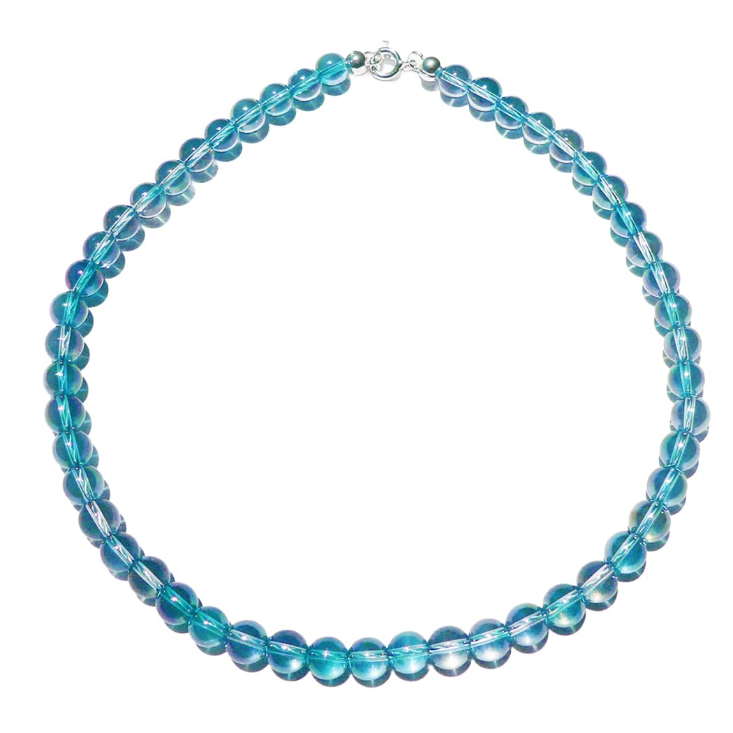 Aqua Aura Bergkristall Edelstein Kugel Halskette blau Größenwahl