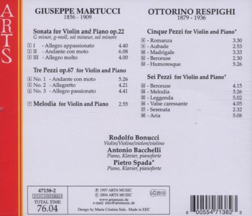 Respighi, Martucci: Works for Violin & Piano