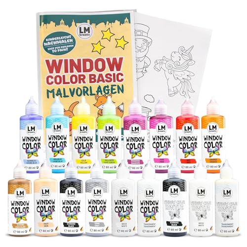LM Window Color Set (17 x 80 ml Basic inkl. Konturfarbe & Malvorlagen) -...