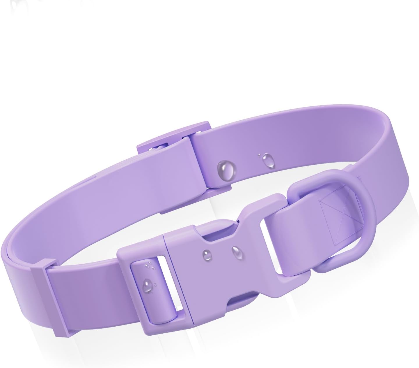 Waterproof Dog Collar, Rubber Adjustable Collars with Quick Release Buckle, Odor-Resistant, Easy to Clean Pet Collars for Small Medium or Large Dogs (Purple, L 15.4-24.8 inch)