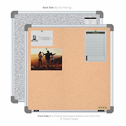 Image of Scholar Art Metis 2x2 Feet Cork Board for Wall & Study Table | High Strength Natural Cork + High Density Soft Board for Pinning Photos, Sticky Notes & Reminders