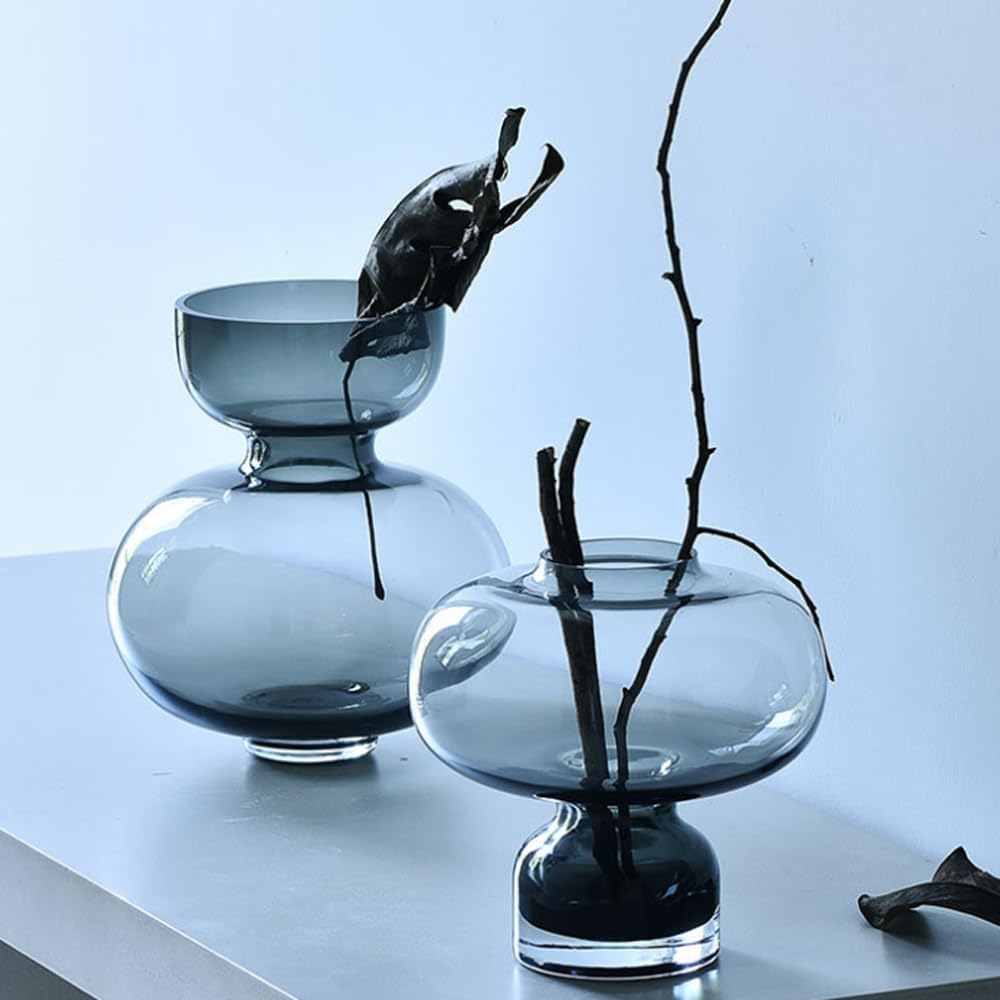 Gourd Vase Flower Arrangement Decoration Design New Glass Vase Atmospheric Simple Flower Pot Closing Small Barbarian Waist Creative Simple Round Gourd Glass Vase Vase Hydroponic Flower Pot (Flo