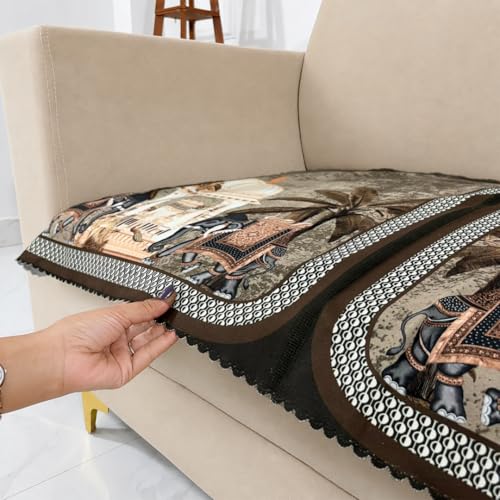 Image of Homerz Premium 'Luxe Series' Sofa Cover | Holland Velvet Fabric | Smooth Finish | Anti-Slip Fleece Backing Couch Protector (Maharaja, 2 Seater, Only Seat Cover)