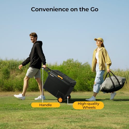 Image of BougeRV 12 Volt Car Refrigerator, CRS 63 Quart Portable Fridge Freezer with APP Control, -4℉ to 68℉ Compressor Electric Cooler with Wheels 12 /24V DC 110~240 Volt AC for Truck Van RV Camping Road Trip