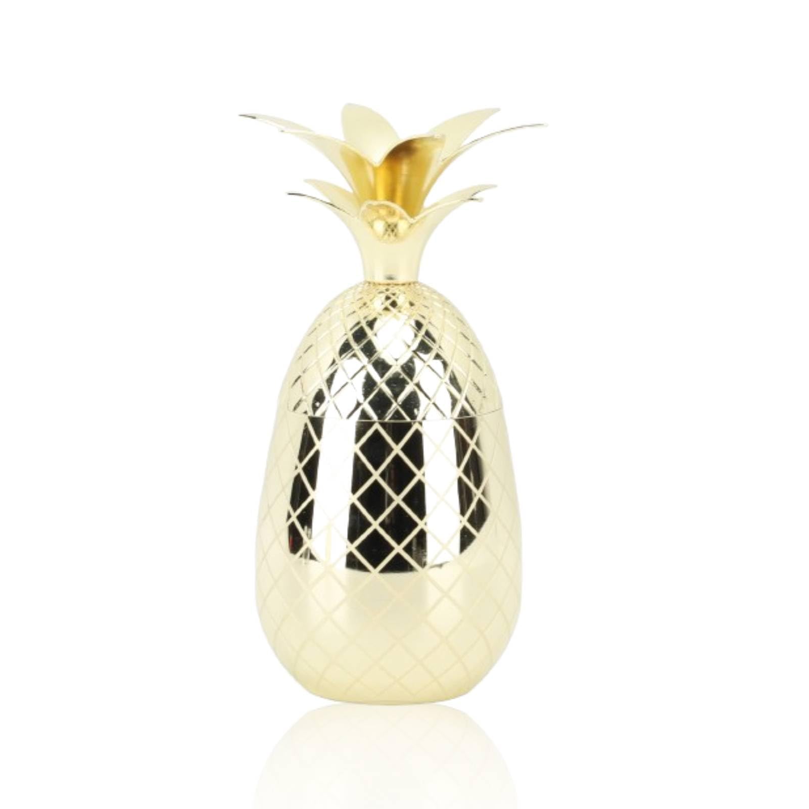 Tasse d'ananas en acier inoxydable doré Cyrank de 500 ml avec couvercle pour bar