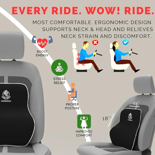 Image of MRRON Back Support for Office Chair | 3 Years Warranty | Medical Grade Memory Foam Car Seat Back Support, Orthopedic Lumbar Back Rest for Back Pain Relief - Back Pillow for Sitting Long Hours