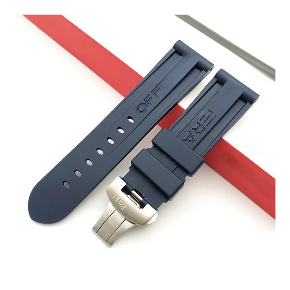 LAMGUL 24-mm-Gummi-Uhrenarmband passend für Panerai PAM-Armband, schwarzer Silikongürtel, Faltschließe, Faltschließe, mit Logo, Herrenuhr-Zubehör