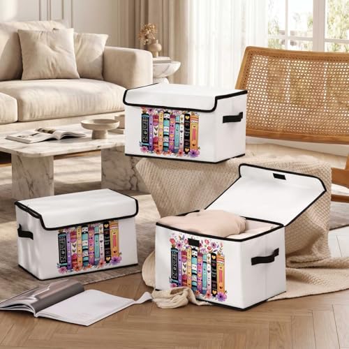 Image of Stackable Storage Bins with Lids,Closet Organizers Fabric Box for Home and Office,Blanket Clothes Organizers,Under Bed Storage Containers 3 Pack