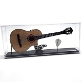 Miniatura de Violão Elétrico em Acrílico, 25cm, com Suporte de Exposição em Cristal