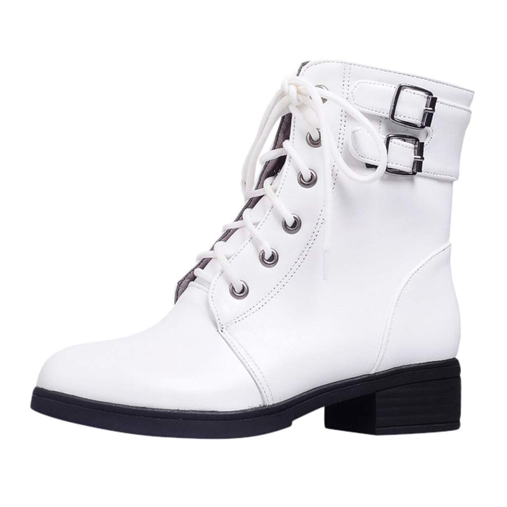 Topassion Womens Waterproof Lace Up Boots Ladies Rain Boots Easy