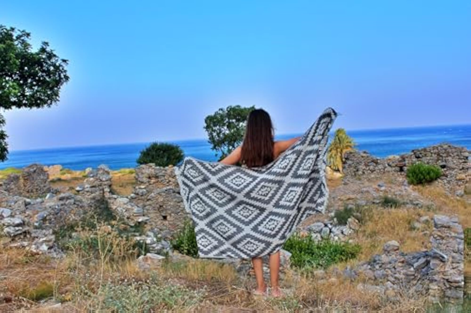 100% Cotton Dual-Layer Handloom Turkish Towel, Black