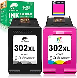 COLORETTO 302XL Remanufactured Printer Ink Cartridge Replacement for HP 302 XL Black and Tri-colour combo for HP Deskjet 3630 3634 Envy 4527 4520 OfficeJet 5230 3830 3831 4658, Self-Stick Notes pack