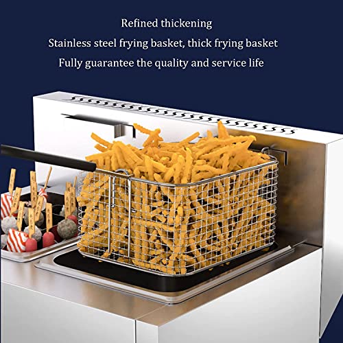 Professionelle kommerzielle Doppeltank-Gasfritteuse, Edelstahl-Restaurant-Küche-Tischplatten-Pommes-Fritteuse, Outdoor-Camping-tragbare Propan-LPG-Fritteuse, Friteuse mit Korb und Deckel – Bild 7