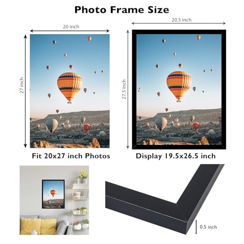 Image of JCJMY 20x27 Picture Frame Black for Puzzles Poster Photo Picture, Horizontal and Vertical Formats for Wall Hanging, 20 x 27 Wall Gallery Poster Photo Puzzles Frame for 20 by 27 Photos Posters,Black