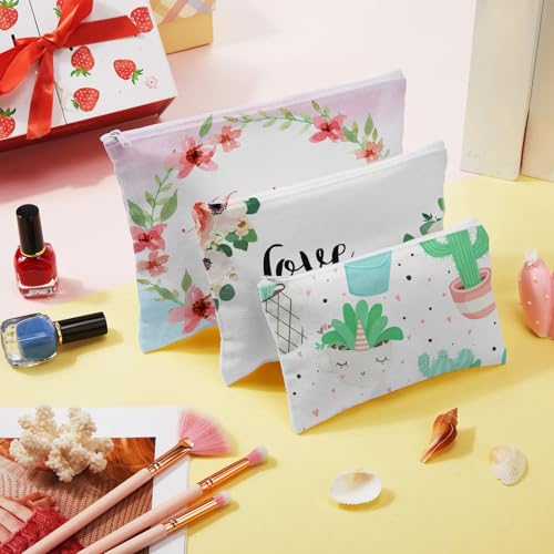 Image of Frienda 50 Pcs Sublimation Blank Canvas Makeup Bags Bulk DIY Heat Transfer Canvas Pen Case Pencil Cosmetic Makeup Bags Clear Sublimation Blank Pouch with Zipper (9 x 6.89 Inch,White)