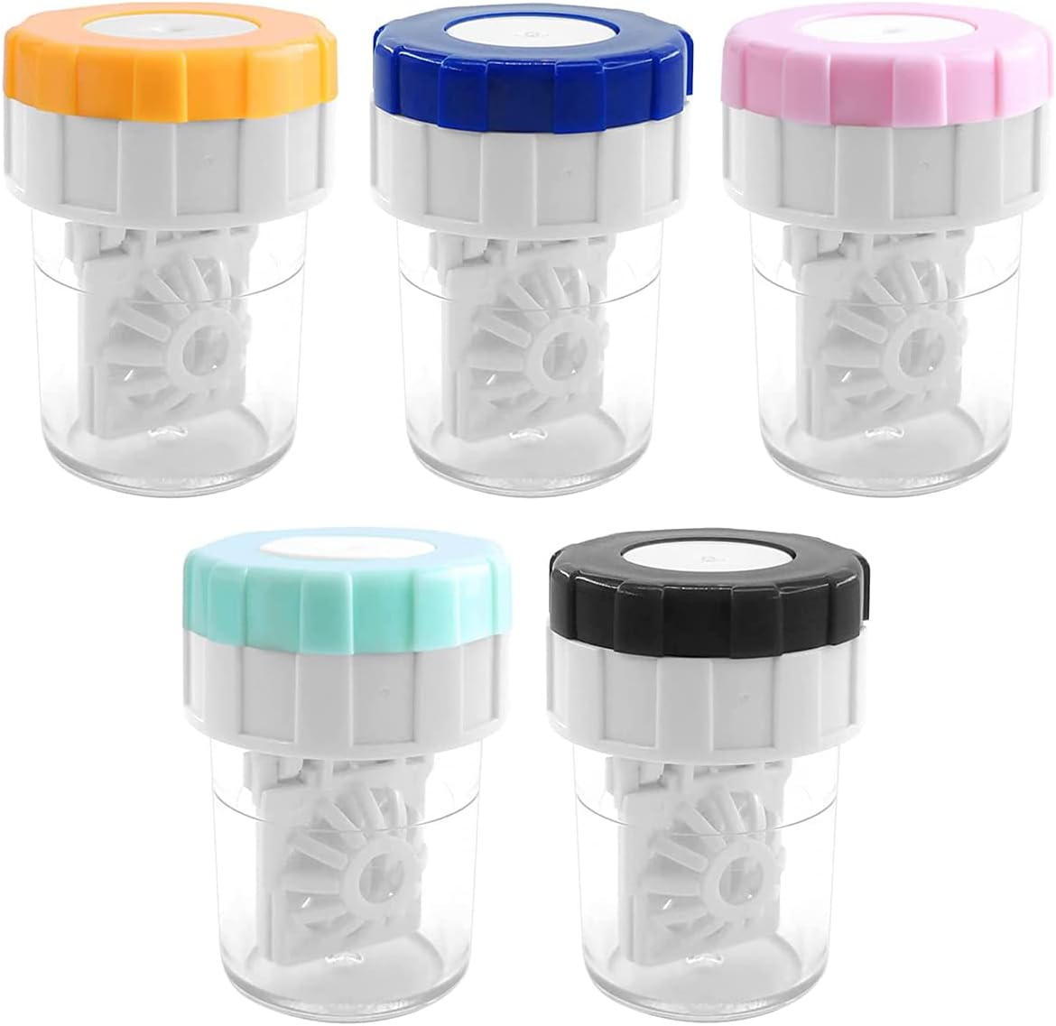 5 Pcs Contact Lens Barrel Cases, Contact Lens Cleaner Contact Washer Manual Rotation Contact Lens Cleaning Container for Eyes Care