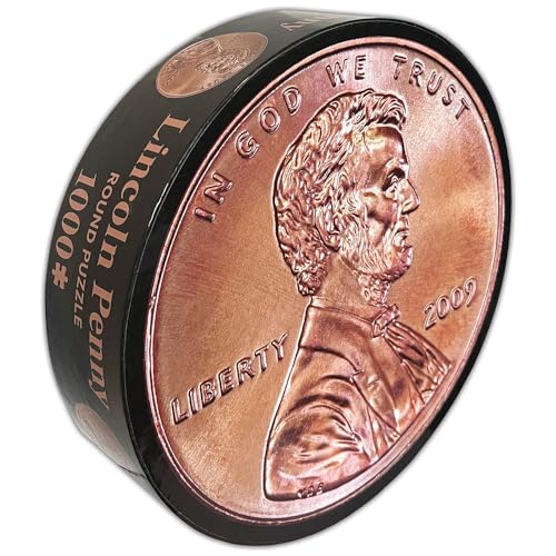 Lincoln Penny 1000 Piece Round Jigsaw Puzzle for Adults - 2009 Cent Circular Coin Puzzle, 26.5 Inch Diameter Large Puzzle - Educational Numismatic Gift for History Buffs & Coin Collectors