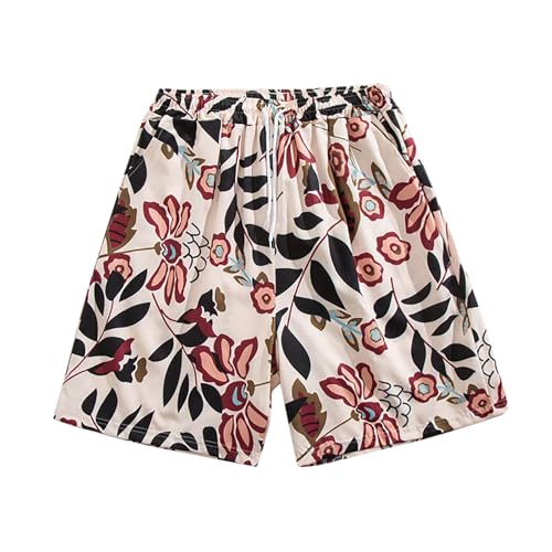 Beokeuioe Bañador para hombre con estampado de flores, pantalones cortos de playa, bermudas cortas, pantalones de natación hawaianos con cintura elástica, pantalones cortos de verano para hombre