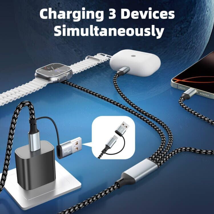 Image of Travel Essentials 3 in 2 Multi Charging Cable for iWatch Charger /iPhone17-8