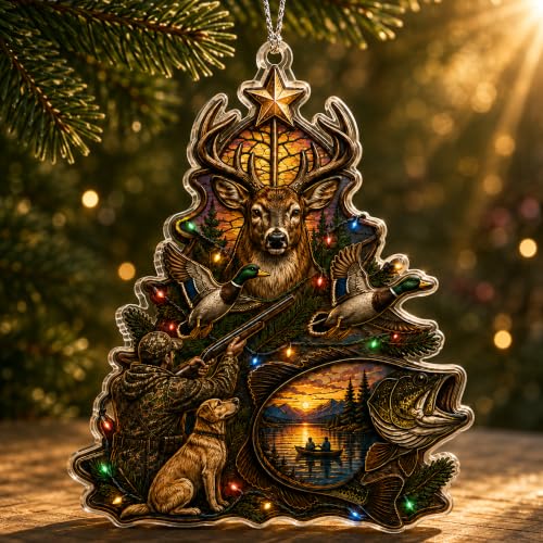 Image of Deer Hunting Christmas Ornament 2026, Fishing Tree Ornament, Rustic Wildlife Decor, Deer Hunter Gift, Cabin Holiday Keepsake