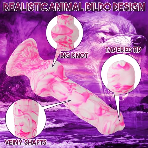 10.62in Pink Huge Dog Dildo With Knot, Silicone Large Canine Knotted Dildo - Image 5