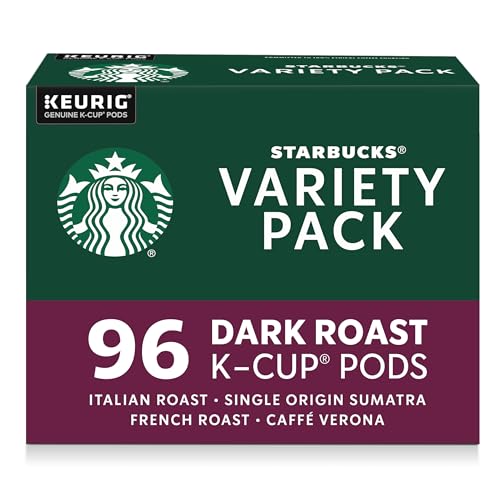 Starbucks K-Cup Coffee Pods, Dark Roast Hot or Iced Coffee, Variety Pack, 96 Keurig Pods