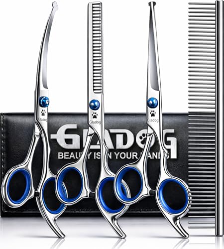 GLADOG Professional 5 in 1 Dog Grooming Scissors...