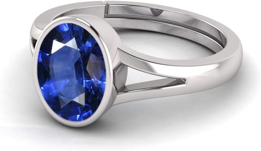 13.00 Ratti (AA++) Certified Blue Sapphire Ring (Nilam/Neelam Stone Silver Ring)(Size 20 to 23) for Men and Woman