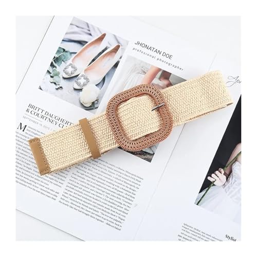Fashion Bohemian Waist Belt Wide Braided Waistbelt Women Straw Belt Buckle Elastic Female Straw Waist Belt4