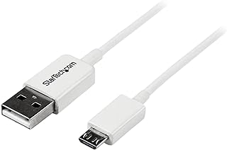 StarTech.com 0.5m White Micro USB Cable Cord - A to Micro B - Micro USB Charging Data Cable - USB 2.0-1x USB A Male, 1x USB Micro B Male (USBPAUB50CMW), 1.5 ft