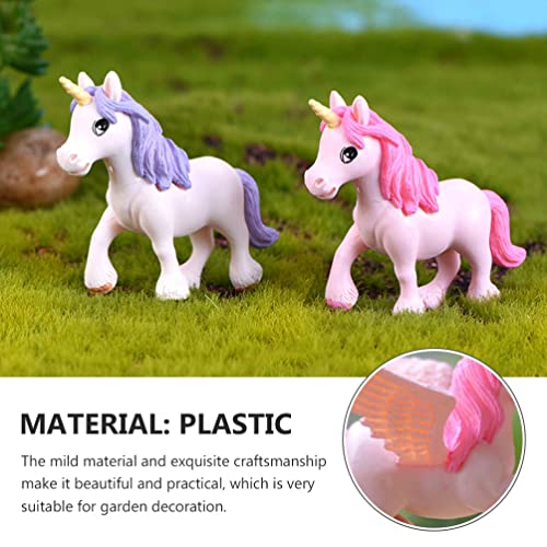 HANABASS 6Pcs Estatuetas Unicórnio Coloridas Decorações Unicórnio Em Miniatura Paisagismo Unicórnios