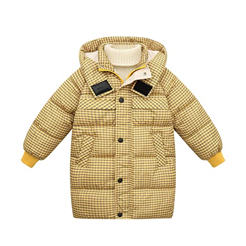 Coats for Girls Girls Boys Winter Plaid Coat Windproof Outerwear Mediun Length Warm Jacket Down Toddler Lined