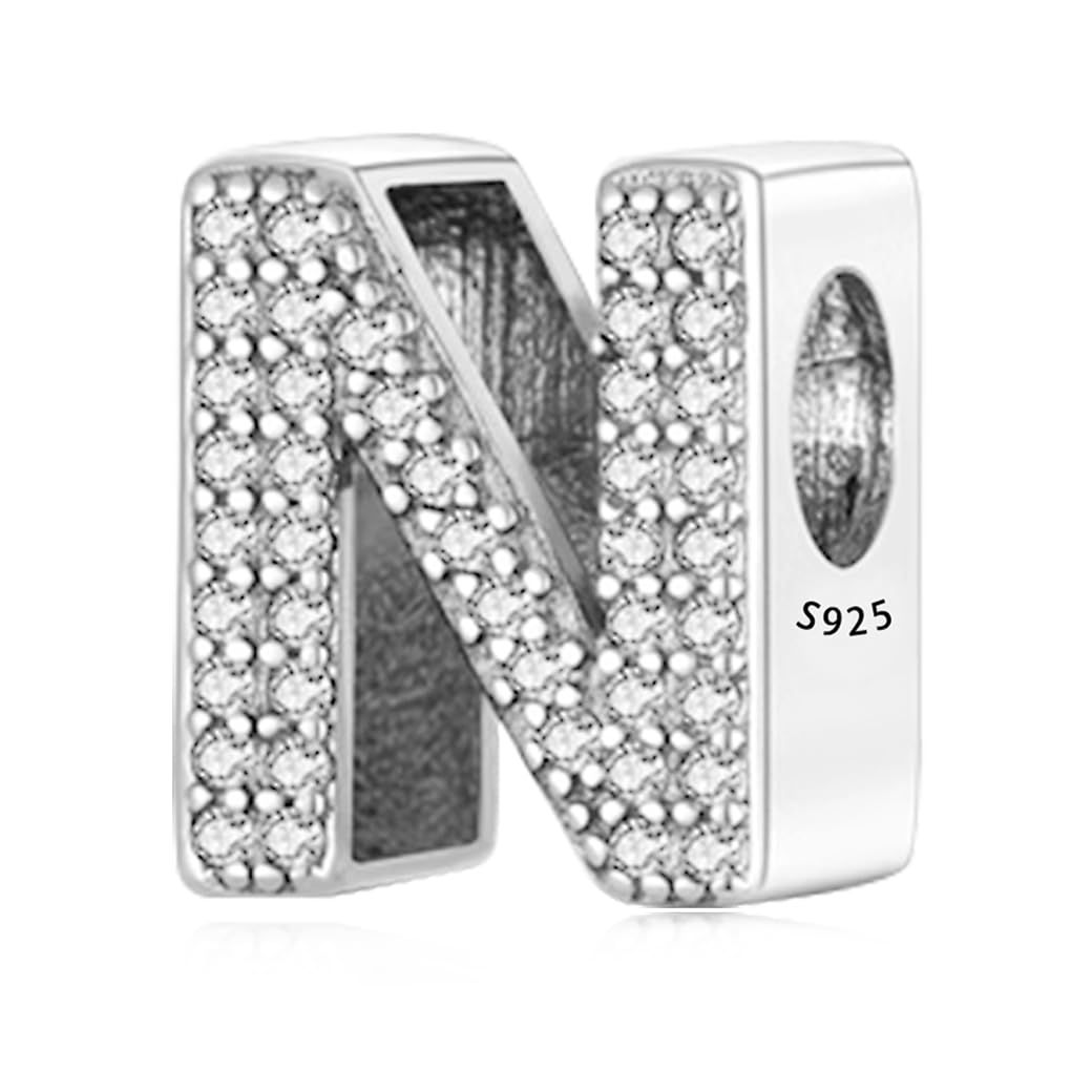 LMLMECREA Charms Anhänger 925 Sterling Silber mit A-Z Initiale & Gelbem Herz - Buchstabe Charm für Europäischer Armbänder