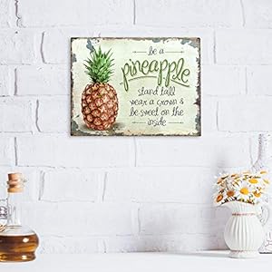 Barnyard Designs Retro Vintage Metal Tin Bar Sign, Decorative Wall Art Signage, Primitive Farmhouse Country Kitchen Home Décor (Pineapple) Barnyard Designs Retro Vintage Metal Tin Bar Sign Decorative Wall Art Signage Primitive Farmhouse Country Kitchen Home Decor Pineapple