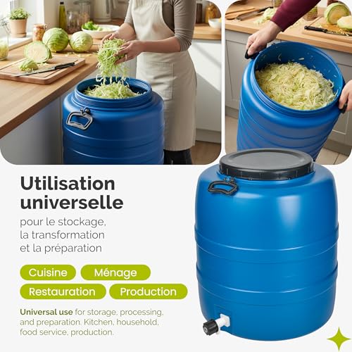 Garronda Fût Alimentaire 200L Plastique HDPE Tonneau Baril pour Eau GD-0186 – vue 6