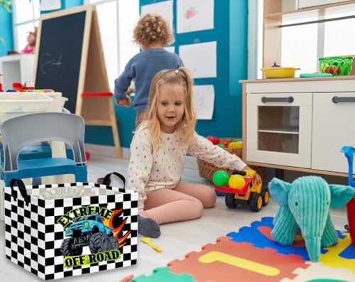 Image of Rectangle Kids Baskets Car Basket Cute Storage Bin Organizer Boys Box for Room Decor Gift Basket(Racing car)