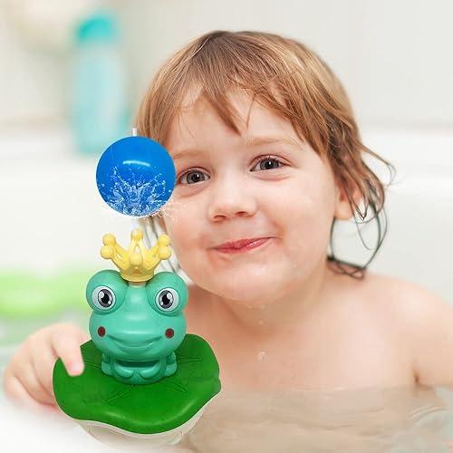 Miniatura 5 de ArtCreativity Juego de aspersores de baño de ranas, incluye 1 fuente de rana, 4 boquillas y 1 bola, juguete de bañera y piscina a pilas para niños,