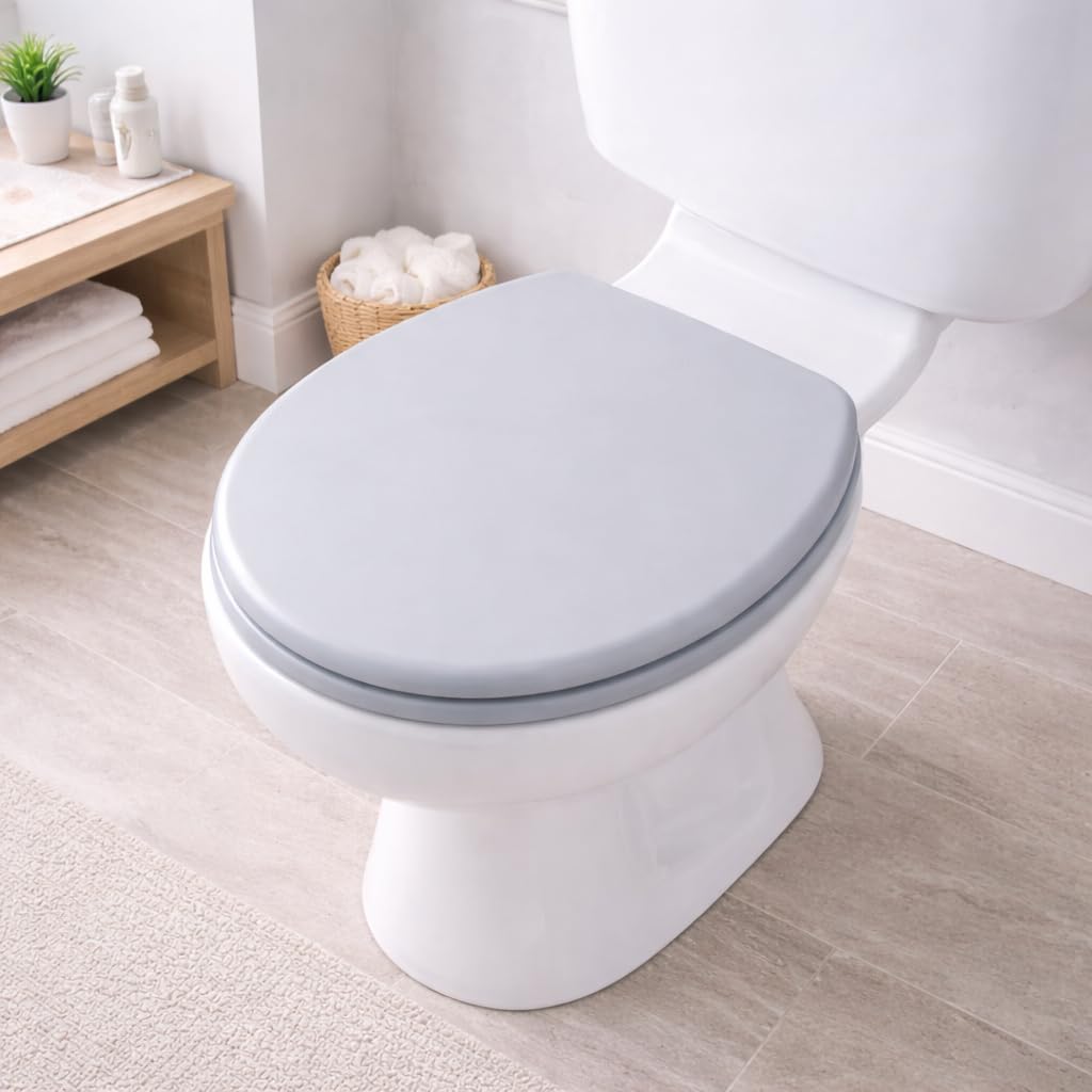 Spot On Dealz 18" Mdf Toilet Seat Grey Durable And Stylish from B&Q