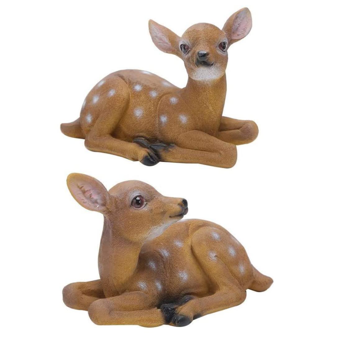 Sanfiyya2Pcs Sika Deer Statue Garden Ornaments Statues Sculpture Ornaments Animal Model Art Craft Outdoor Garden Decoration Garden Animal Statues Decoration Resin Deer Statue