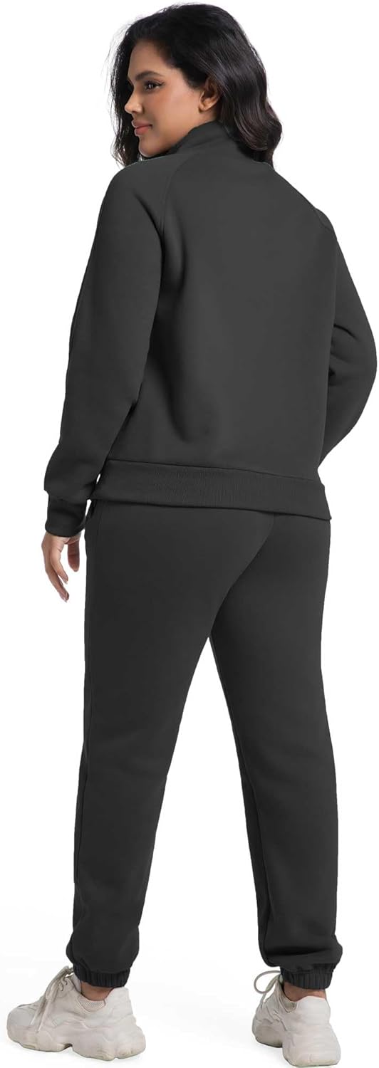 ANOTWENER Women's Sweatsuits Jogging Suits 2 Piece Outfit Tracksuit Half Zip Lounge Sets with Pockets - Image 6