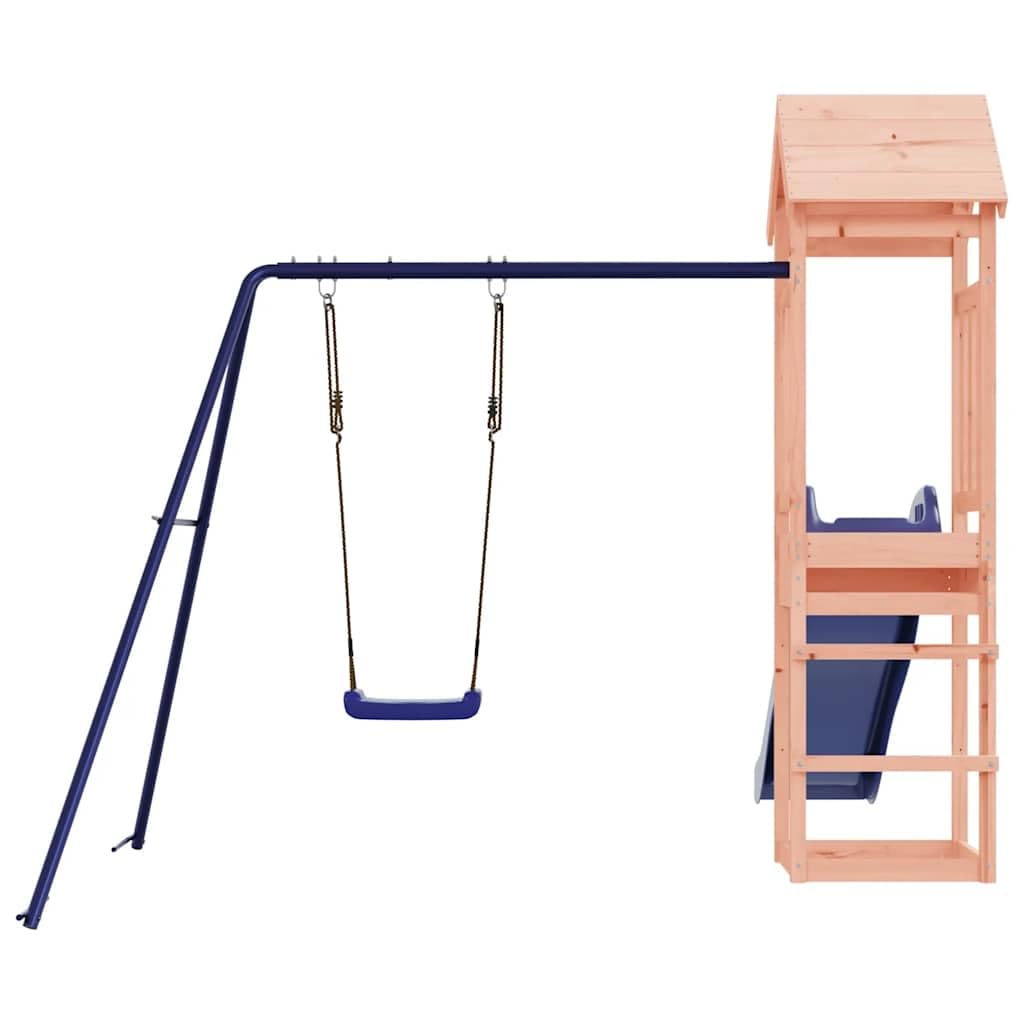 Wieża z litego drewna z daglezji z podestem 90 cm, falista zjeżdżalnia, pojedyncza huśtawka, piaskownica do ogrodu, na podwórko, taras, dla dzieci w wieku od 3 do 8 lat