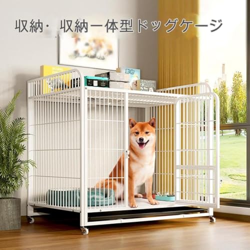 CARTMAN(カートマン) 犬 ゲージ 大型犬 ゲージ ペットケージ 屋根付き ステンレス鋼 組立簡単 ペットゲージ キャスター付き 犬小屋 頑丈 中型犬 犬用ケージ 引き出しトレー付き 犬のゲージ 室内外兼用 の商品画像 5