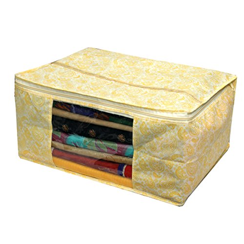 Image of Kuber Industries 3 Piece Cotton Saree Cover Set, Gold (SCY11)