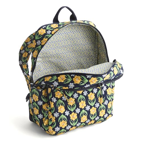 Image of Vera Bradley Women's Premium Cotton Large Bancroft Backpack, Daffodils, One Size