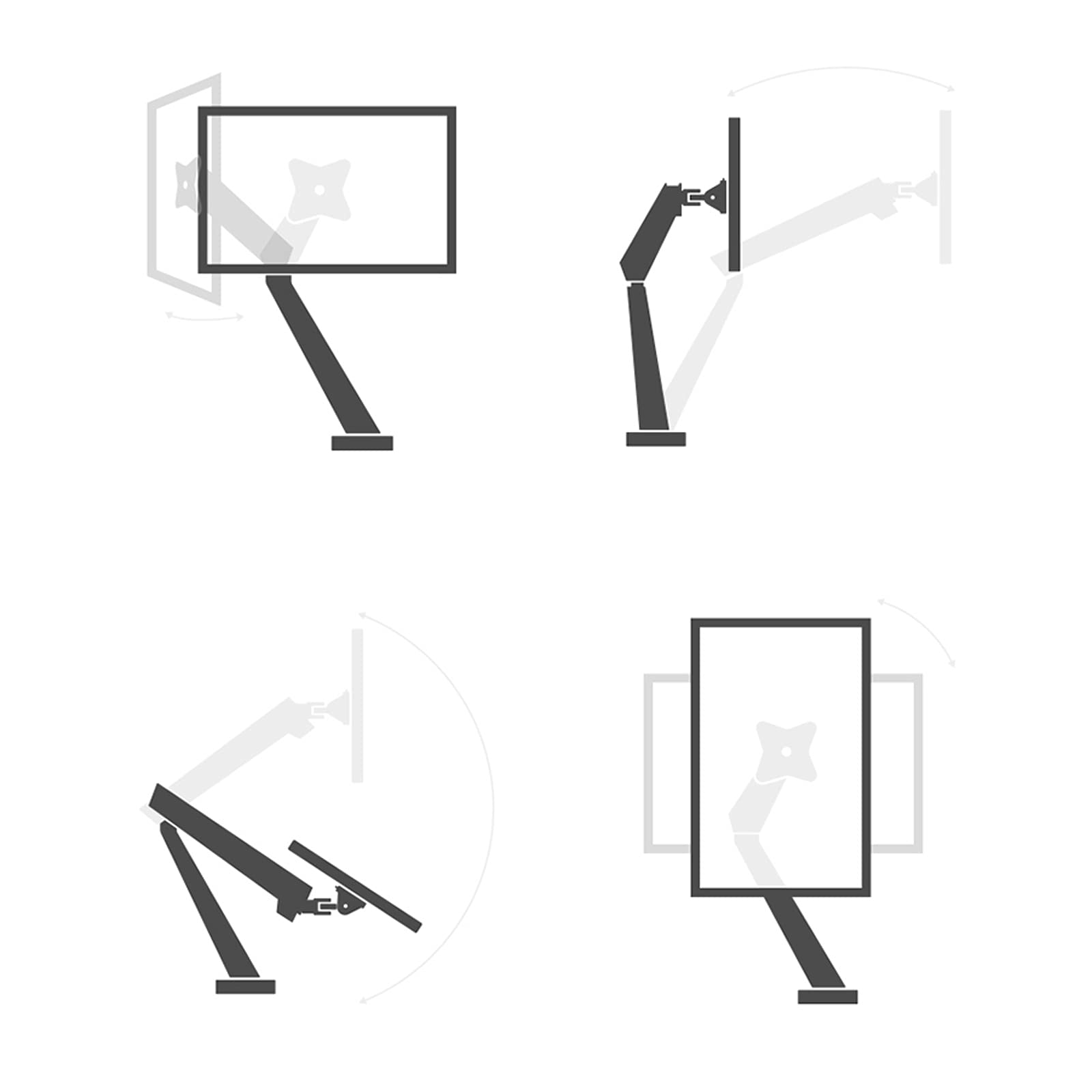 Support de bureau pour moniteur Support de bureau for moniteur unique à ressort mécanique, support de moniteur de jeu de 17 à 32 pouces, bras de moniteur réglable, support de bureau avec pince en C et
