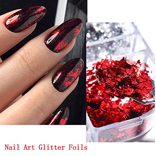Holographic Nail Glitter Foils, 12 Colors Sparkly Ultra-Thin Aluminum Foil Nail Art Flakes Design, Laser Nail Sequins Acrylic Supplies for Women Girls Manicure Charms Decorations, DIY 3D Nail Art Tips - Image 6