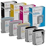 LD © Remanufactured Replacements for HP 940XL 5PK Cartridges: 2 C4906AN Black, 1 C4907AN Cyan, 1 C4908AN Magenta, and 1 C4909AN Yellow