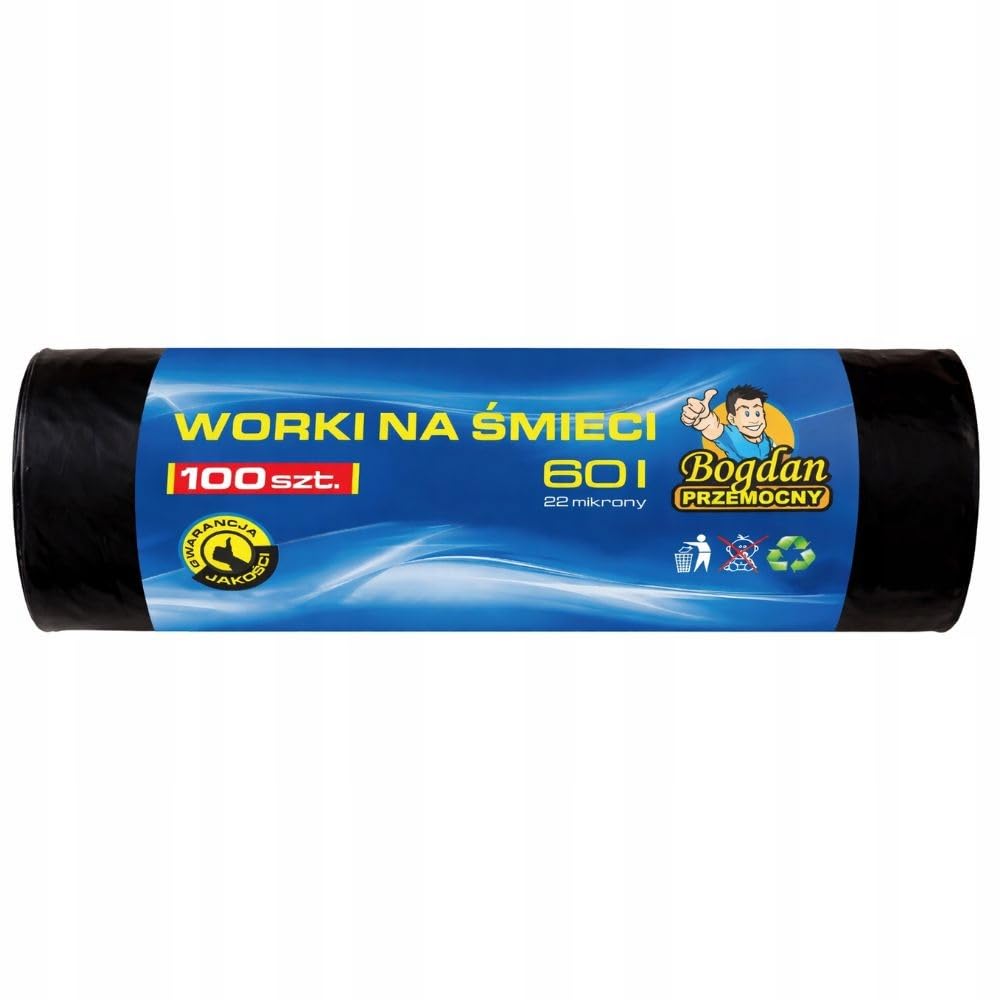 Bogdan Przemocny - Müllsäcke 60L LDPE - Schwarze starke Müllbeutel universal - 1200 Stück - 22 Mikron