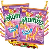 Mamba Candy Individually Wrapped Fruit Sticks, Fruity Chews Mixed Flavor Chewy Candies Assortment Bag, Pack of 2